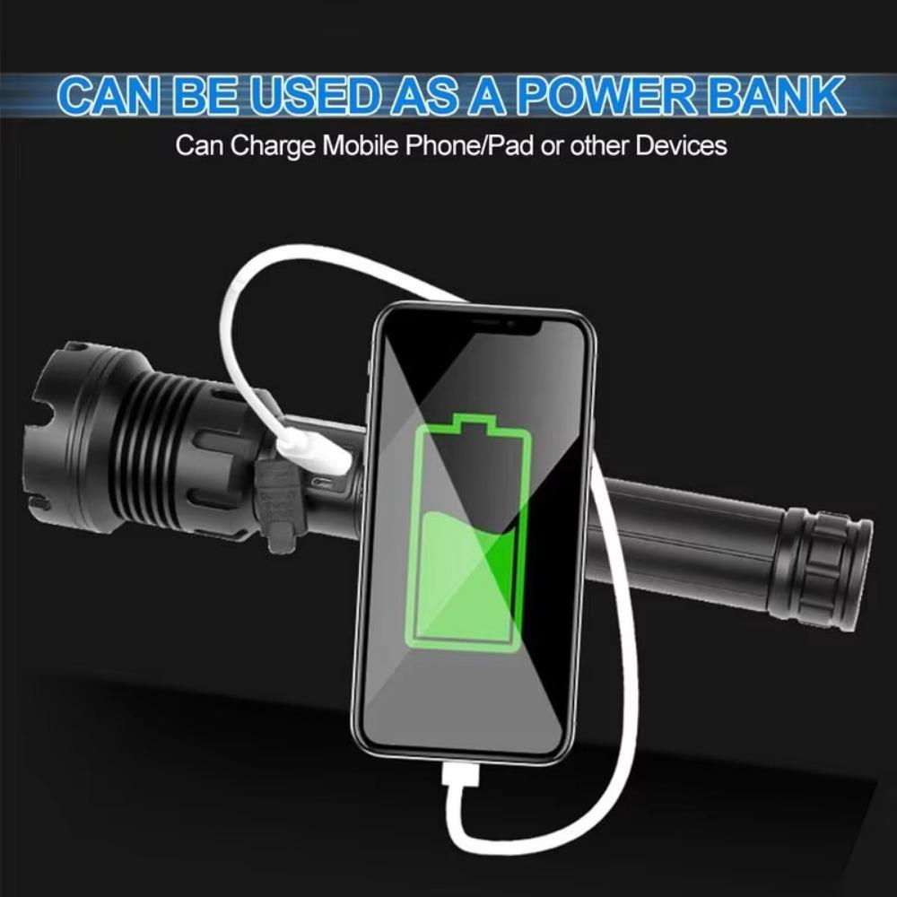 Super Powerful XHP90.2 LED Flashlight USB Rechargeable Tactical Light 26650 Battery Zoom Camp Torch Waterproof Hunting Light
