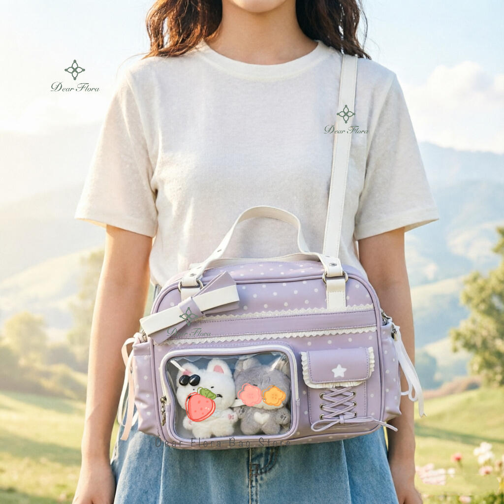 New Y2K Polka Dot Anime Ita Backpacks Large Capacity Crossbody Bag Cute Girls Transparent Shoulder Bag Otaku DIY Display Handbag