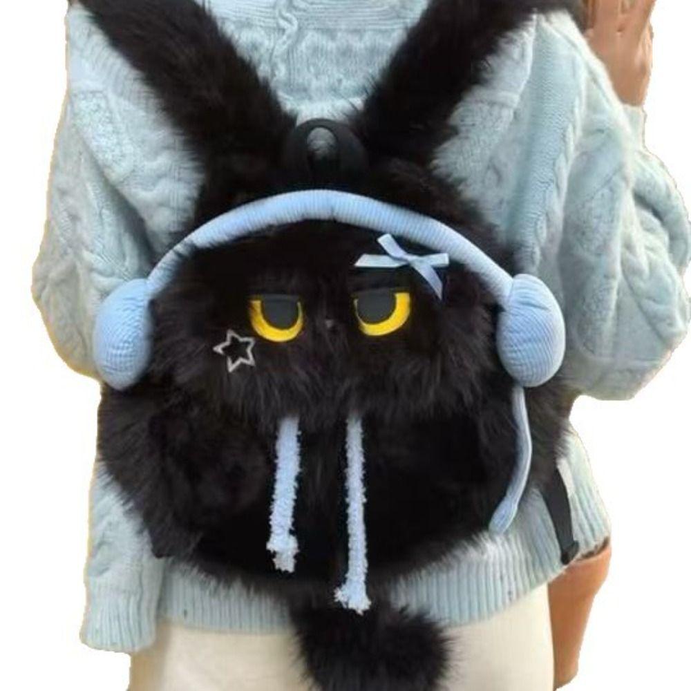 Cute Siamese Cat Plush Backpack Kawaii Student School Bag Simulation Animal Shoulder Bag  Shopping