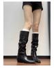 British style but knee boots children's boots 2025 new versatile thick heel pleated pile boots fashion knight boots