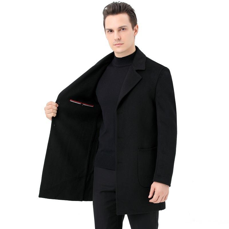 

Осенне-зимнее шерстяное пальто мужское средней длины кашемировый костюм воротник повседневное деловое повседневное двухстороннее шерстяное пальто ветровка 195