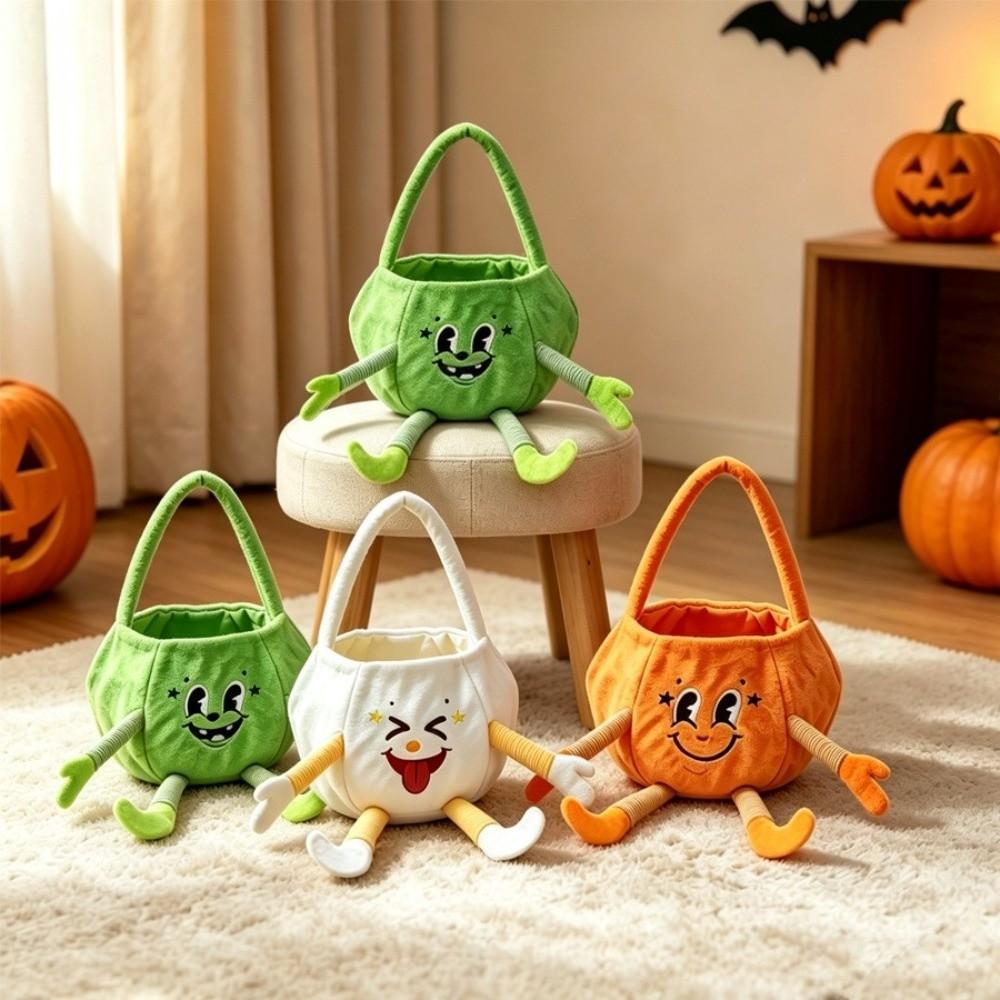 Flexible Ghost Plush Bag Handheld Pumpkin Candy Bucket Halloween Candy Bag Dessert Making