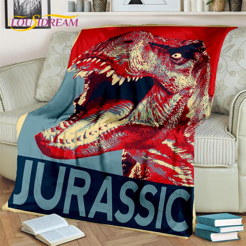 Jurassic Park Dinosaur 3D Cartoon Blanket,Flannel Throw Blanket for Home Bedroom Bed Sofa Picnic Office Hiking Leisure Nap Gift