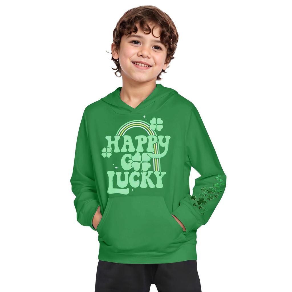 Boys Casual Fashion Long Sleeve Hooded Pocket Sweatshirt