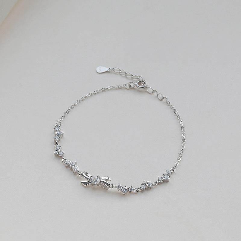 Love Broken Diamond Bow Bracelet Women's Light Luxury Niche Design Sense Fashion