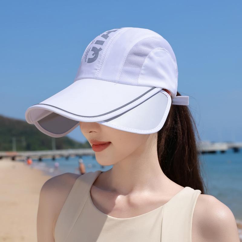 Summer sunscreen hat women's outdoor cycling breathable duck tongue baseball cap quick-drying waterproof retractable big-brimmed sun hat
