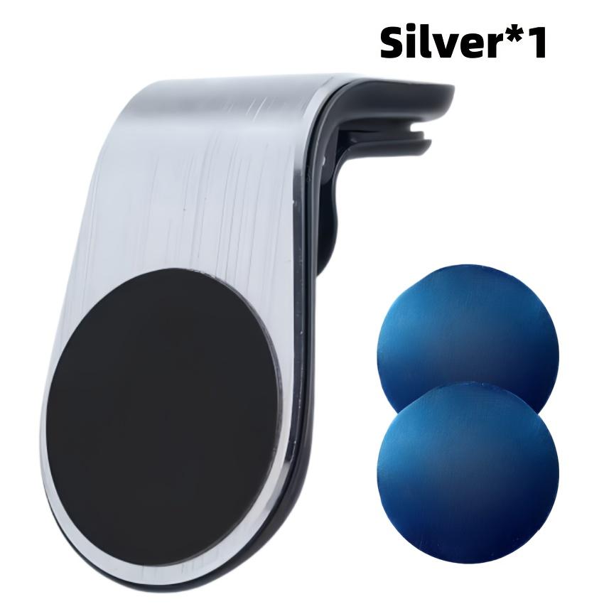 Universal L-Shaped Magnetic Phone Holder And Round Metal Plate Set, Minimalist Design, Suitable for Car Air Vent, Car Navigation Mount