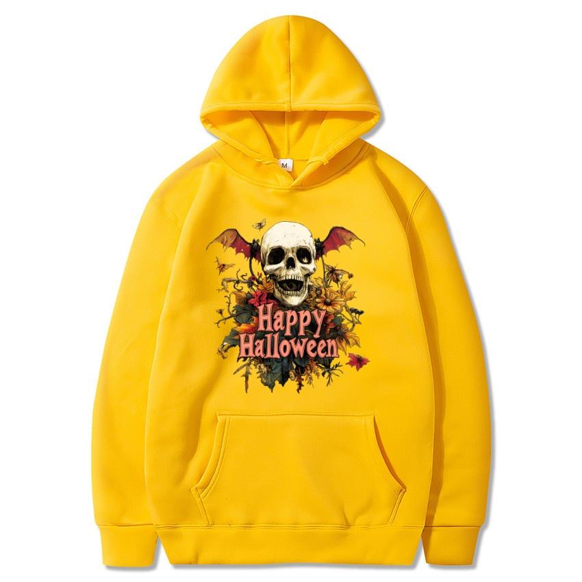 Zimní Halloweenská fleecová mikina s kapucí Krásná potištěná módní pouliční mikina Pánská a dámská denní s dlouhým rukávem Teplá mikina