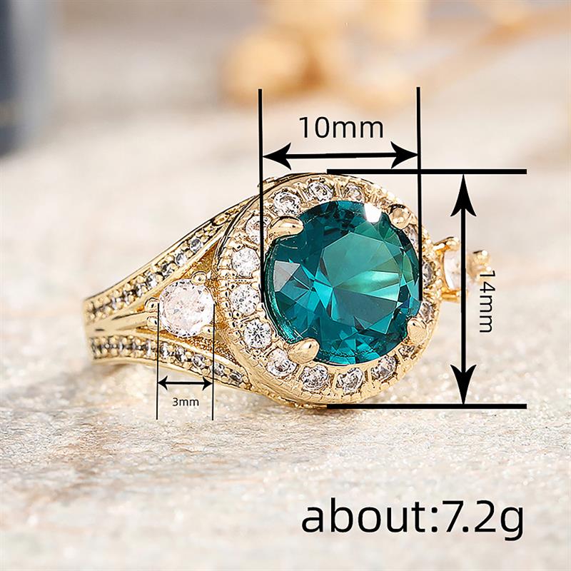 Huitan Luxury Women Ring Gold Color Wedding Party Inlaid Shining Blue Cubic Zirconia Fashion Accessories Trendy Lady Jewelry