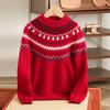 Maglione in Lana Fair Isle per Bambini - Spesso, Caldo, Stile Retro Rosso per Autunno/Inverno Ragazzi e Ragazze