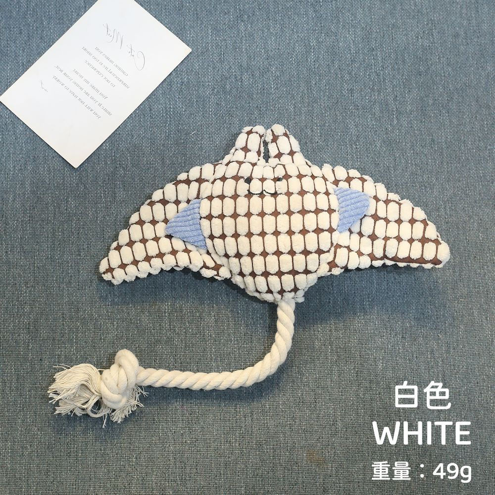 Jouet pour chien en peluche raie, couineur, résistant à la mastication, nettoyage des dents, série Océan, jouets pour animaux de compagnie, soulagement interactif de l'ennui pour chiens de taille moyenne à grande