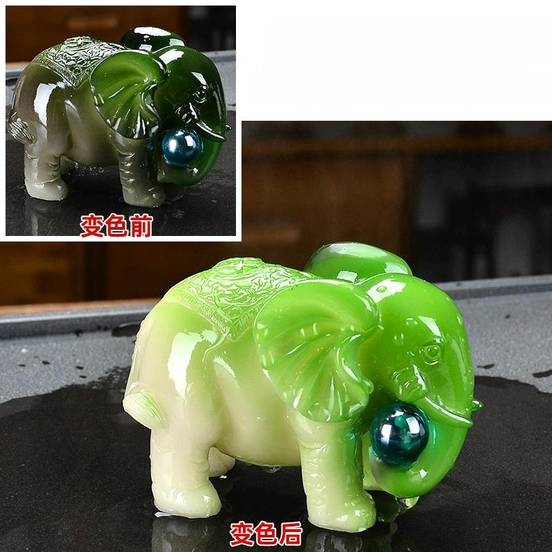 Resin Cute Elephant Tea Pet Ornament Boutique Tea Table Color Changing Pet Ornament Animal models of tea set accessories