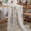 Queen Dream Ivory Lace Tablecloth Wedding-Rectangular Table Cloth Vintage Embroidered Lace Fabric for Summer Outdoor Party Reception Home Decor