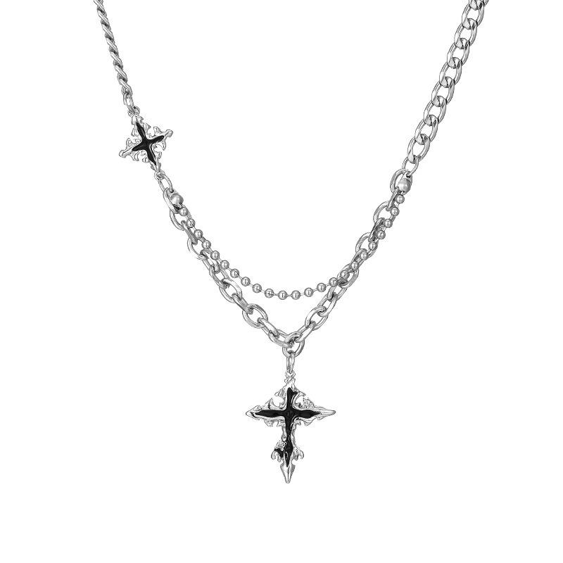 Trendy Hip Hop Cross Pendant Cuban Chain Necklace For Men Jewelry