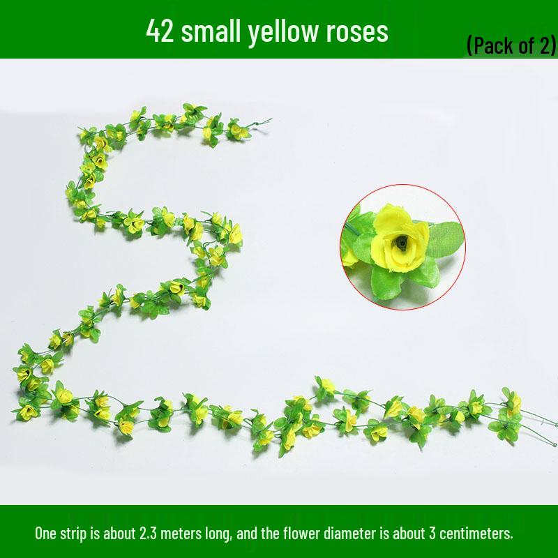 Artificial Rose & Green Leaf Vine for AC Decoration