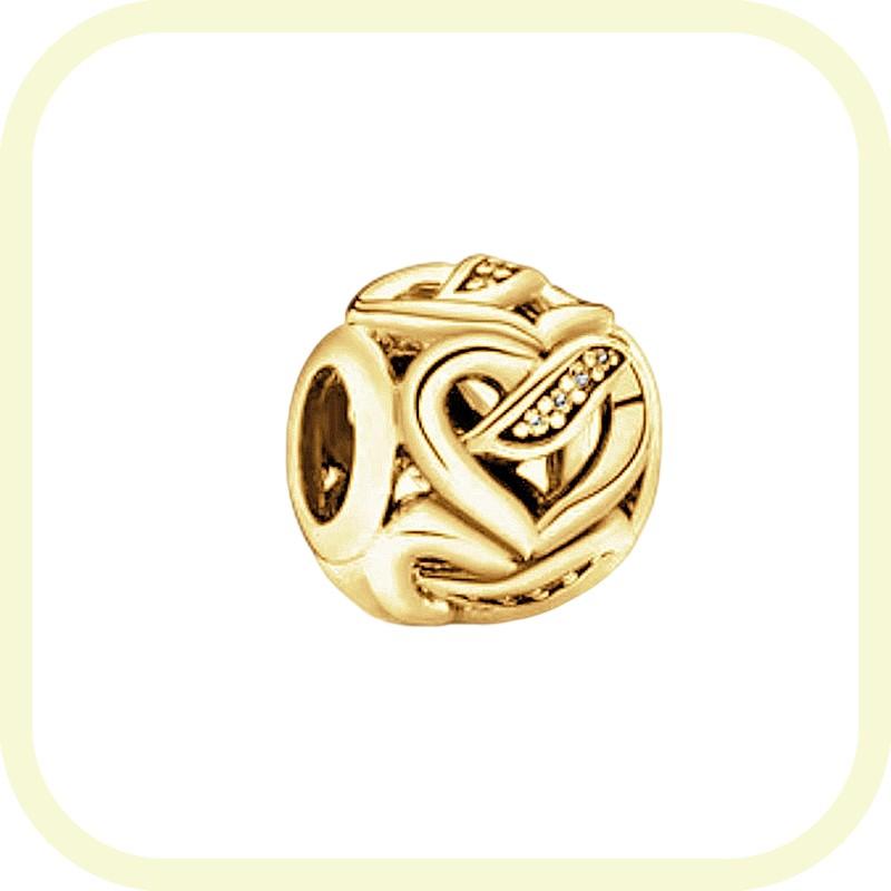 New Golden Flowers Collection Charm Bead Lucky Shamrock Rose in Bloom Daisy Flower Safety Chain Compatible With Authentic Bracelets Do It Yourself Jew