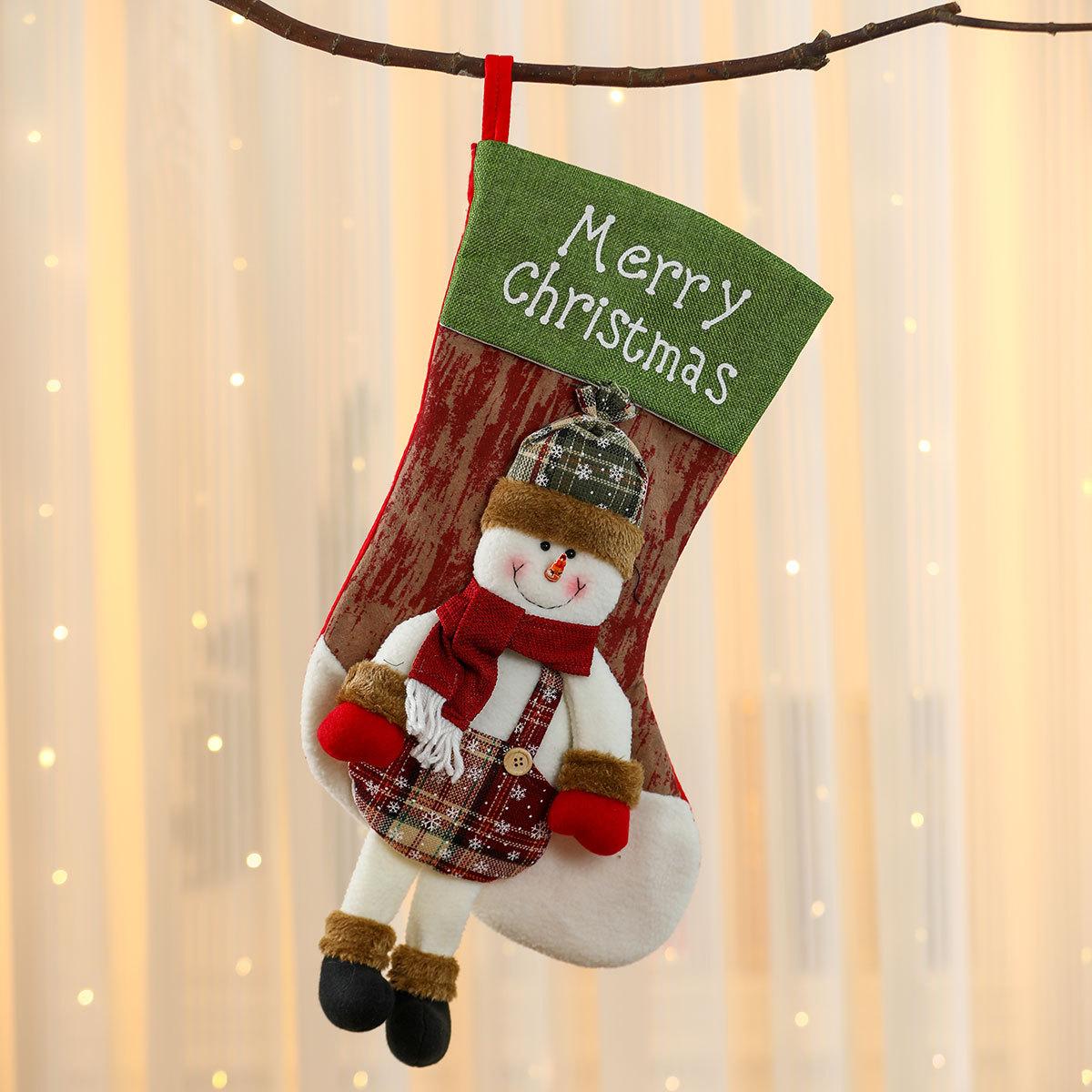 1pcs Oversized Christmas Stockings Cartoon 3D Dolls Snowman Reindeer Shaped Christmas Stockings Holiday Tree Decorations  2025 47x28cm  1pcs