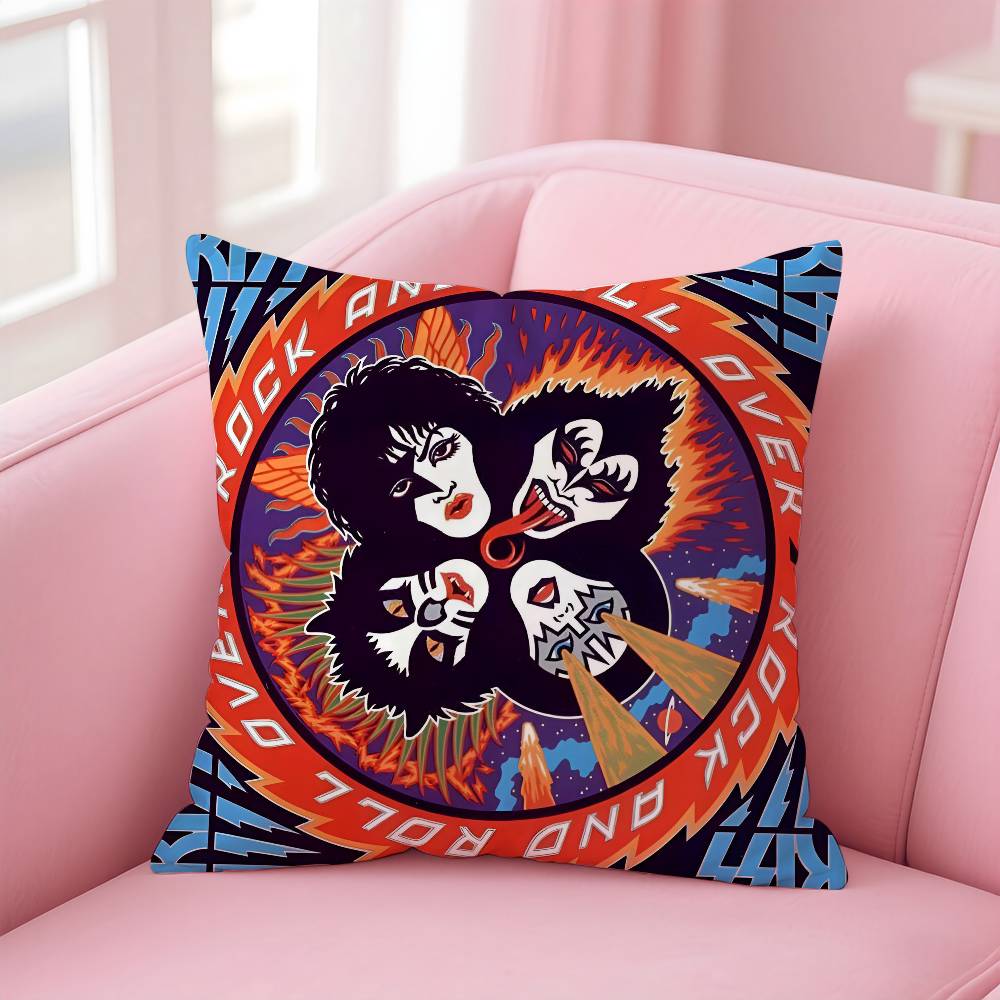 Kissenbezug der amerikanischen Rockband K-Kiss, milbenabweisend, mit verdecktem Reißverschluss, seidig-kurzplüschig, ideal für Sofakissen