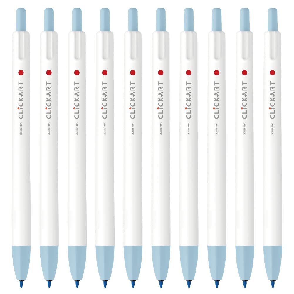 Zebra Clickart Soda 10 Water-Based Pen, Blue, Pens, B-WYSS22-SB