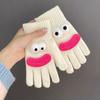 Vtipné kreslené pletené rukavice Roztomilé velké oči Teplé rukavice Zimní žebrované rukavice s dotykovou obrazovkou na řízení, dojíždění, cyklistiku, každodenní pochůzky
