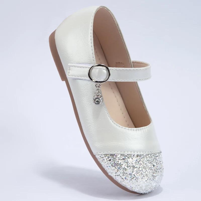 2024 Children Leather Shoe for Girl Autumn New Fashion Soft Bottom Chic Performance Dancing Flats Vasual Versatile Princess Shoe