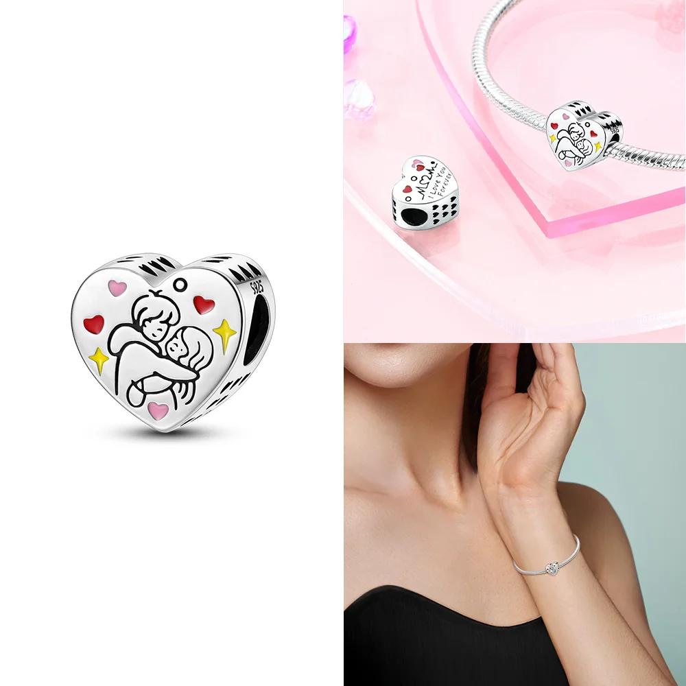 Heart Strawberry Color Charms Bead Lipstick High Heels Copper Red Dangle Fit Original Bangle Bracelet Diy Jewelry