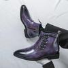 Men’s High Top Black Leather Boots Dress Formal Business Retro Brown Ankle Boots Tuxedo Purple Wedding Shoes Plus Size