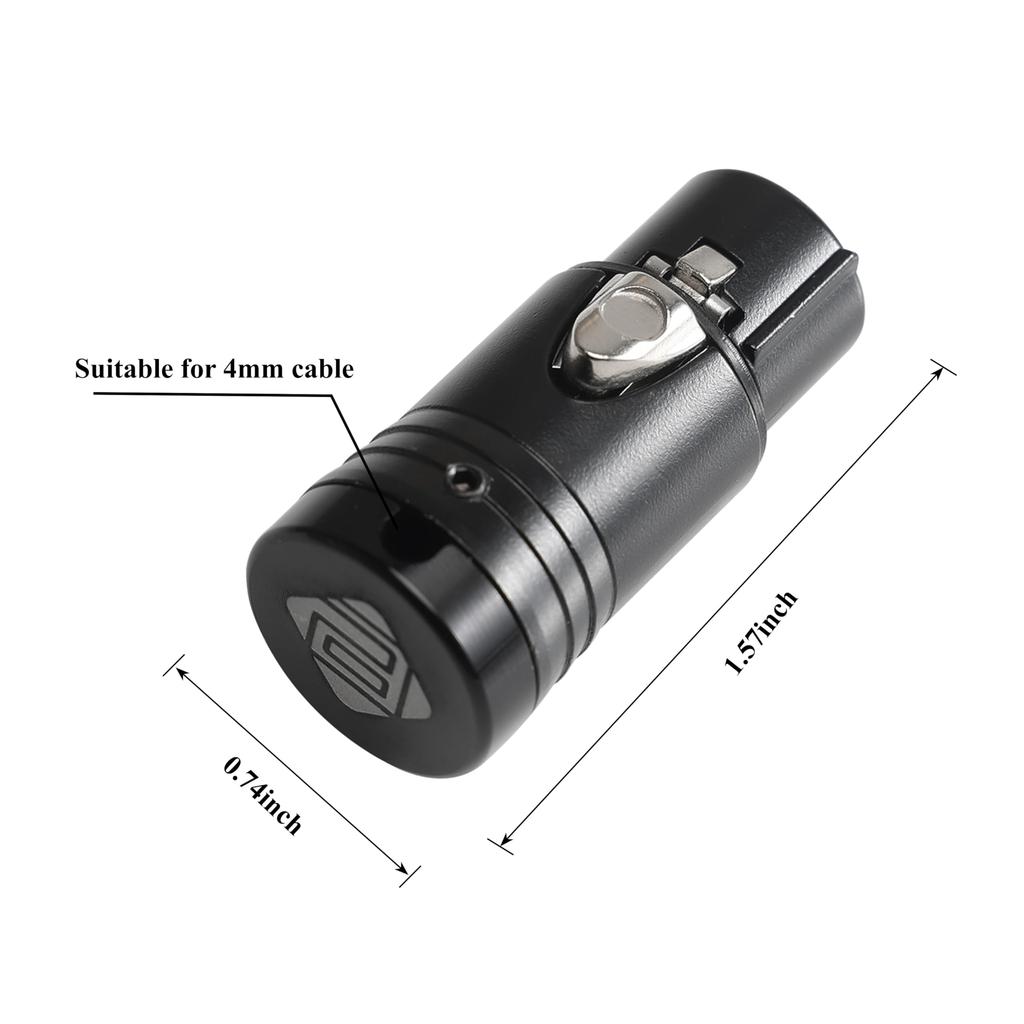 Adaptador Compacto XLR para Micrófono para Soldar - Conector Hembra de 3 Pines Chapado en Oro, Enchufe de Audio Ajustable en Ángulo Recto de 90° para Esquina de Cable Fino DIY