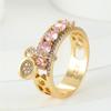 Vintage Royal Blue Stone Ring Yellow Gold Color Luxury Female Wedding Rings For Women Round Dangle Ring Engagement Jewelry Gifts