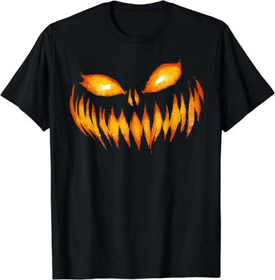 Jack O Lantern Gruseliges geschnitztes Kürbisgesicht-Halloween-Kostüm-T-Shirt für Unisex-Damen, lässige Baumwoll-Tages-T-Shirts für vier Jahreszeiten