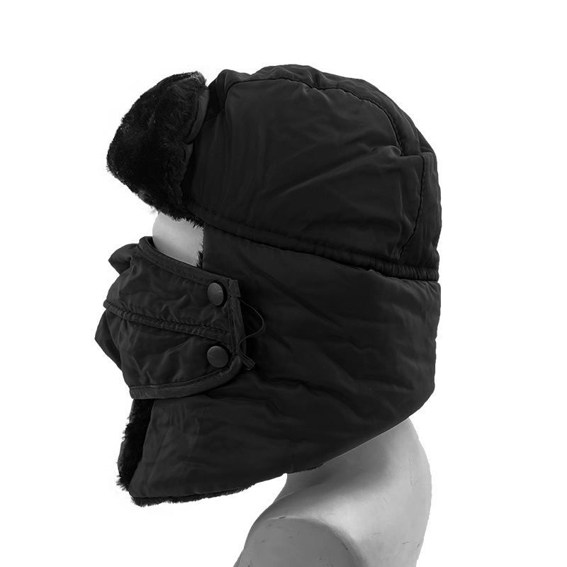 Winter windproof and cold-proof solid color hat thickened and velvet thermal ear protection hat outdoor headgear cycling thermal hat