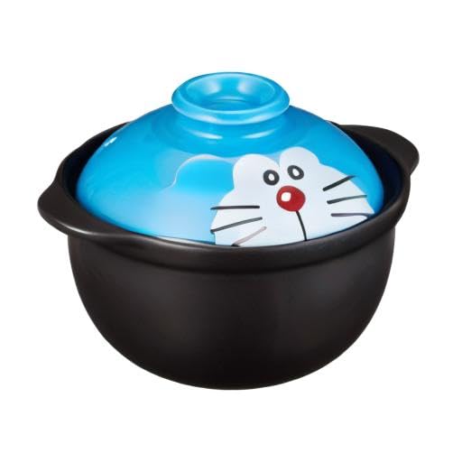 Doraemon" Face Earthenware Pot, Single-Serving, Blue, 650ml, 009156