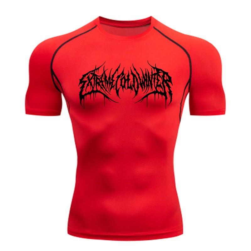 Printed Men's Tight T-Shirt Running Compression Compression T Shirt Gym Fitness Jogging Short Sleeve Male Casual Shirt Tops