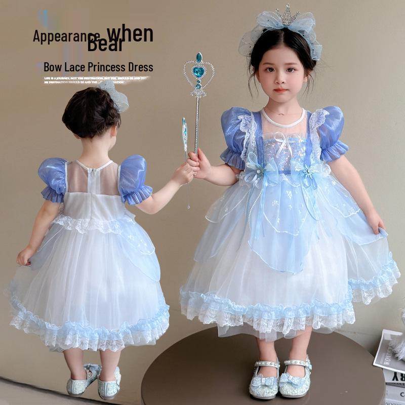 Girls' Summer Elsa Princess Lolita Mesh Party Dress