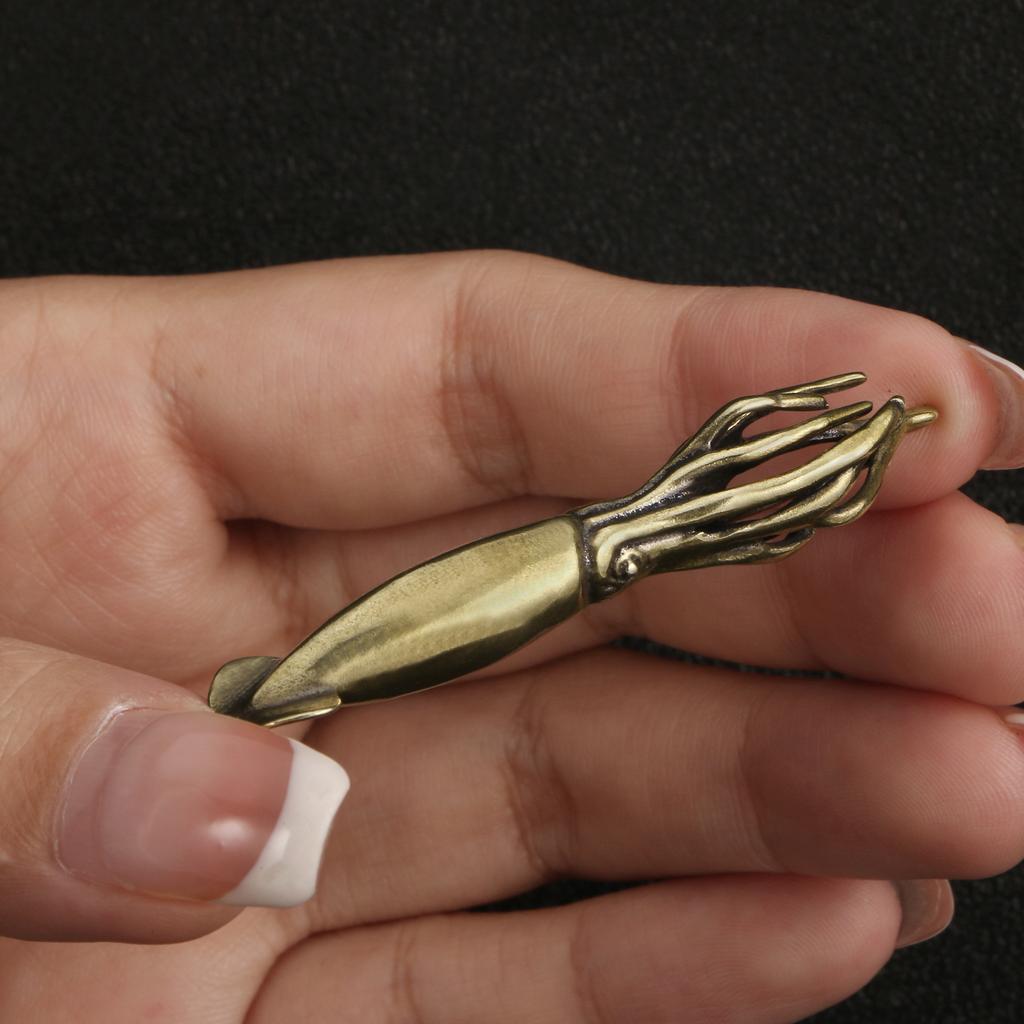 1PC Brass Squid Cuttlefish Mini Decorative Figurines Cute Marine Animals Desk Decoration Craft Collection Souvenirs Home Decor