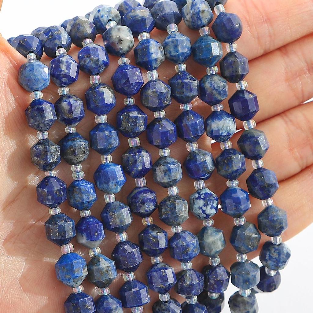 Faceted Natural Stone Spacer Beads, 8/10mm 15” Strand Loose Beads for DIY Jewelry