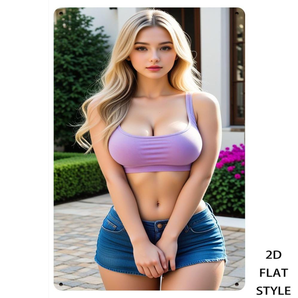 

Retro Iron Sign xin Vintage Wall Art Purple Top Blonde Woman Metal Tin Decor for Outdoor Garden Home 20x30cm