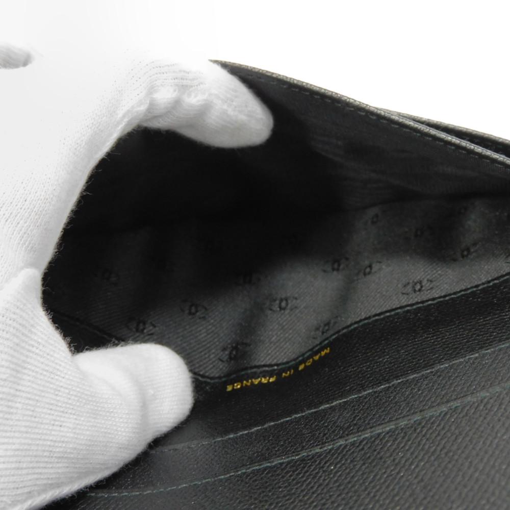 Used 10097 COCO Button Long Flap Wallet A20905 7940 Excellent Condition CC Mark Calfskin Enamel 9th Series COCO Mark