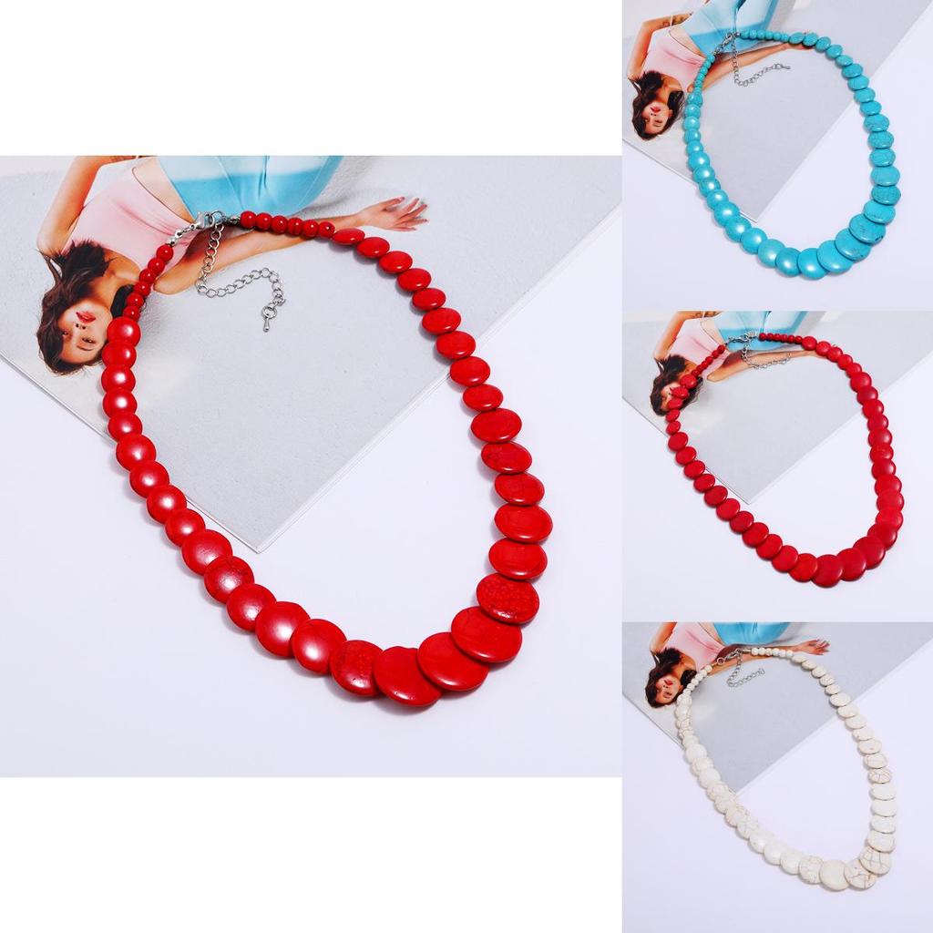 Elegant Boho Artificial Turquoise Necklace Long Pendant For Travel And Events