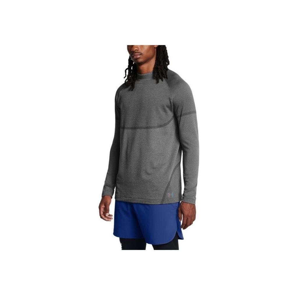Under Armour Rush Seamless Mock Training Long Sleeve T-Shirt Men Tops Rhino-Gray 1379283-025
