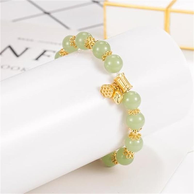 Přírodní bambusový korálkový náramek Čínský styl jadeitový náramek pro ženy Vynikající šťastný hotanský nefritový náramek
