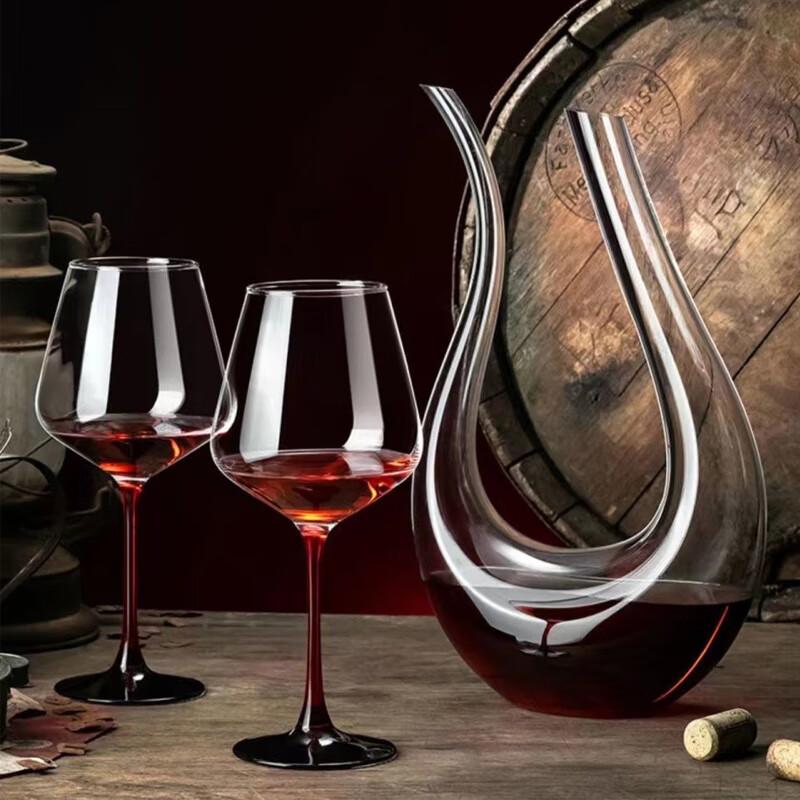 CRISTALGLASS Burgundy Wine Glass Set Large Crystal Glass Red Wine Stemware 460ml 2 Pieces Red Stem