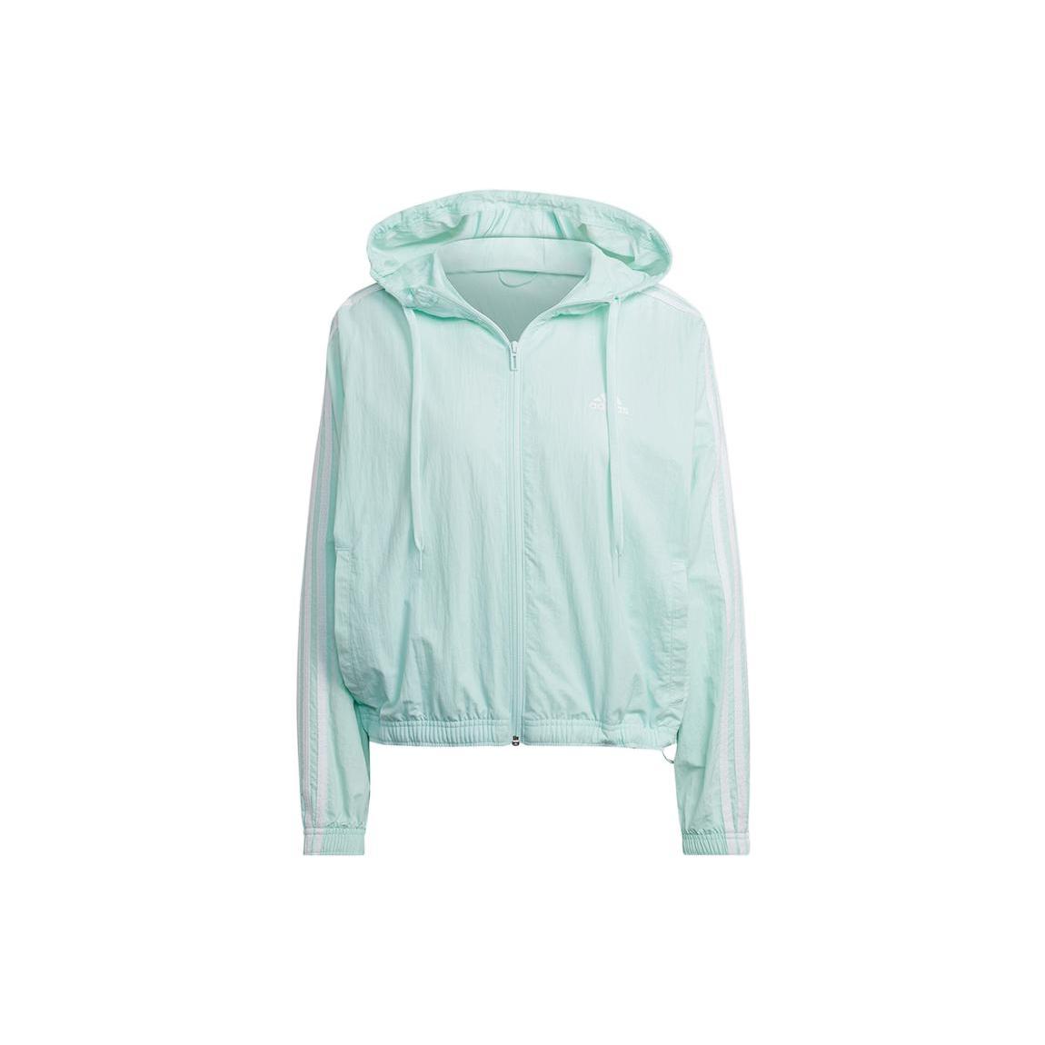 

New adidas Women s Essentials Repeat Logo Loose Fit Windbreaker Green HC9158 S