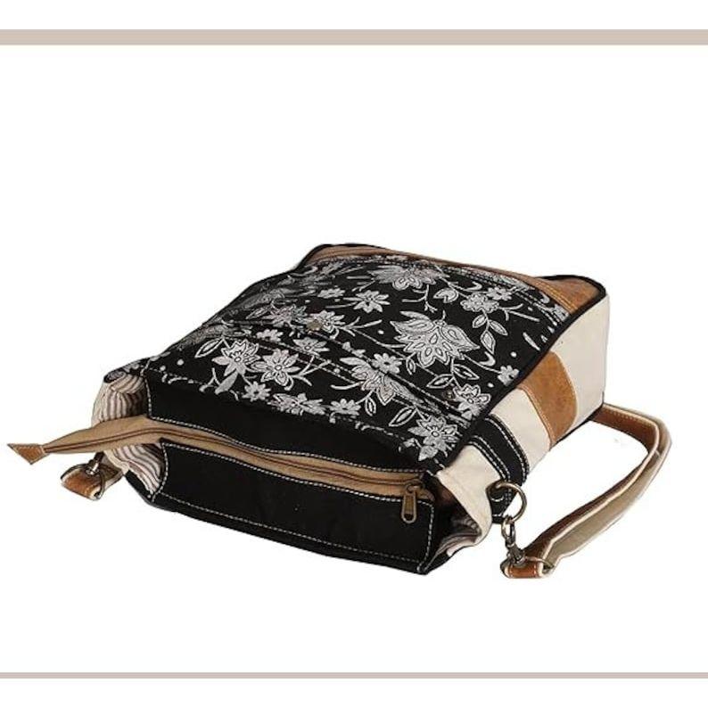 SEL De MER Upcycled Blossom Print Canvas & Leather Shoulder Bag, Canvas Crossbody Bags, and Leather Shoulder Bag, Crossbody Bag for Women.