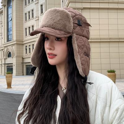 Nový klobouk Dámský dvouvrstvý s ochranou uší Klobouk Lei Feng Zimní teplý a větruodolný klobouk Venkovní plyšový klobouk Silný