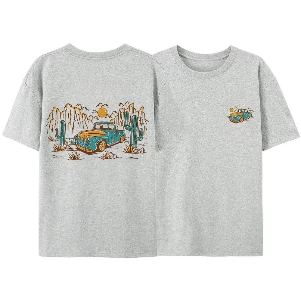 Summer Rodeg Western Love Sweet Romantic Desert Men and Women T-shirt Fashion Pure Cotton  T-shirt Spacious High Street Style