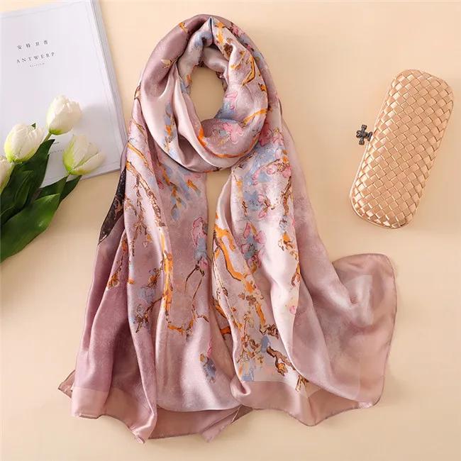 

Fashion Luxury Brand Van Gogh Oil Painting Silk Shawl Scarf Lady Apricot Floral Silk Turban Head Hijab Femme Wraps Foulard Snood лавандовый