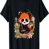Otaku Anime Red Panda Eat Ramen Noodles Cherry Blossom T-Shirt(19)