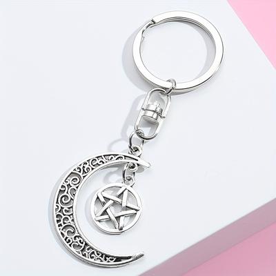 4PCS Alloy Keychain Set – Moon, Love & Star Design, Bag/Car Charm Pendant Accessories