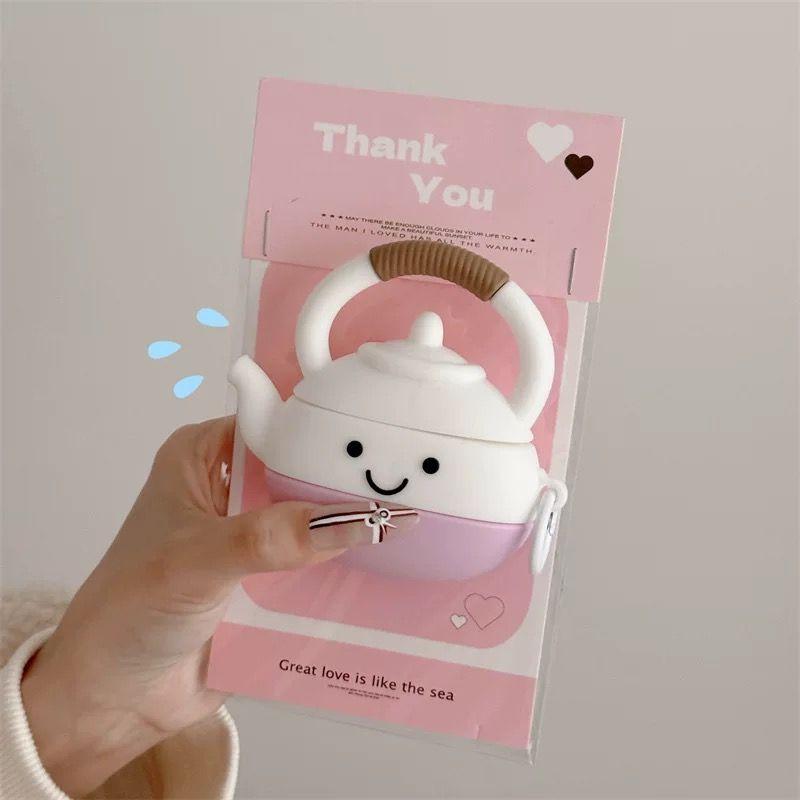 

to Airpodspro/Second Generation Apple Bluetooth Headset Case Personalized Third Generation Silicone Soft Case 5 Generation Shatter-resistant Box Women Airpods Pro/Pro2 Neutral Small teapot